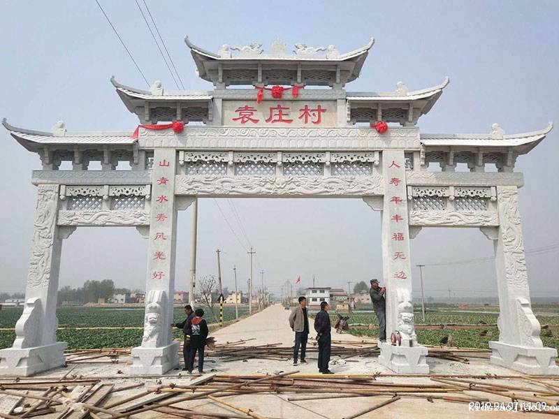 农村三门五楼石牌楼样式