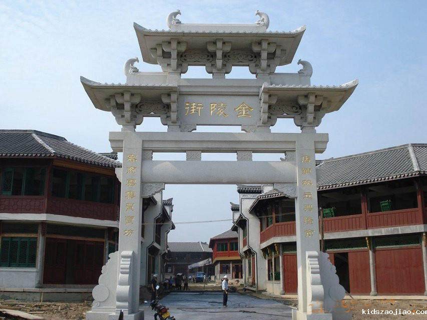 单门石材牌坊雕刻