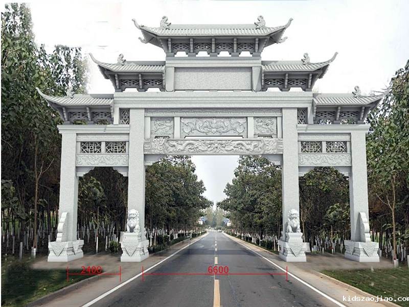 三门五楼石雕牌坊